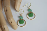 Mixed Green Enamel & Gold Earrings | Triple Circle - Kaiko Studio