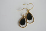 Delicate Enamel Drop Earrings | Black & Gold - Kaiko Studio