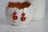 Scarlet Red Enamel & Gold Bar Earrings - Kaiko Studio