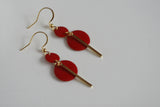 Scarlet Red Enamel & Gold Bar Earrings - Kaiko Studio