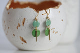 Mixed Green Enamel & Gold Bar Earrings - Kaiko Studio