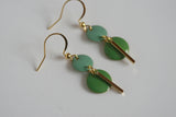 Mixed Green Enamel & Gold Bar Earrings - Kaiko Studio