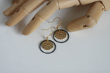 Textured Gold Disc & Black Circle Earrings | Monad - Kaiko Studio