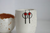 Black Circle & Bar Earrings | Enamel - Kaiko Studio