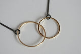 Delicate Double Circle Necklace | Black & Gold - Kaiko Studio