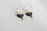 Enamel Semi Circle & Gold Triangle Earrings |  Hoop - Kaiko Studio