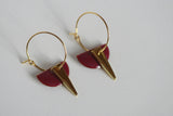 Enamel Semi Circle & Gold Triangle Earrings |  Hoop - Kaiko Studio