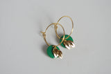 Enamel Disc & Gold Leaf Earrings | Hoops - Kaiko Studio