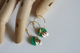 Enamel Disc & Gold Leaf Earrings | Hoops - Kaiko Studio