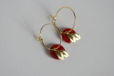 Enamel Disc & Gold Leaf Earrings | Hoops - Kaiko Studio