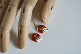 Enamel Disc & Gold Leaf Earrings | Hoops - Kaiko Studio