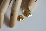 Enamel Disc & Gold Leaf Earrings | Hoops - Kaiko Studio