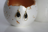 Delicate Enamel Drop Earrings | Black & Gold - Kaiko Studio