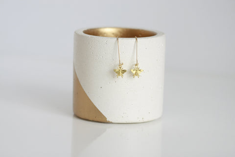 Delicate Bee Earrings | Brass