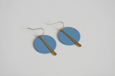 Sky Blue & Gold Statement Earrings