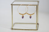 Amethyst and Bead Earrings | Hoops