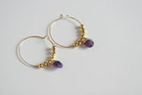 Amethyst and Bead Earrings | Hoops