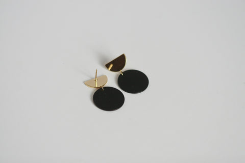 Black & Gold Statement Earrings | Studs
