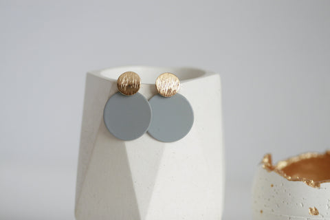 Pebble Grey & Gold Statement Earrings | Studs
