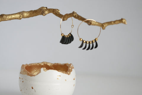 Black & Gold Plated Earrings | Hoops