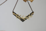 Geometric  Brass Leaf Necklace | Chevron