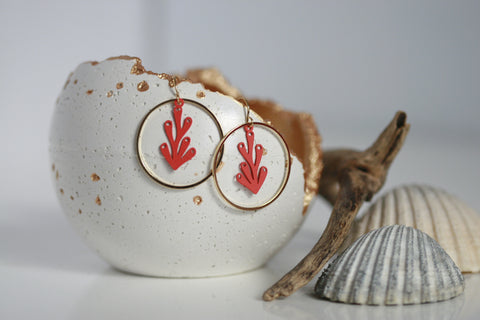 Delicate Coral & Gold Earrings | Sea