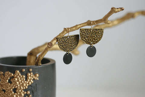 Bronze & Black Statement Earrings