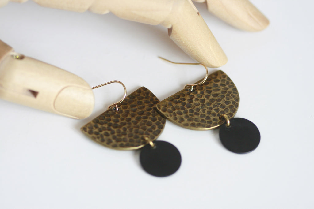 Bronze Black Statement Earrings Kaiko Studio Bronze Black Statement Earrings Kaiko Studio