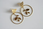 Leaf & Circle Earrings | Statement Studs