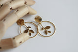 Leaf & Circle Earrings | Statement Studs