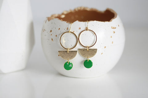 Delicate Gold Moon Earrings | Enamel