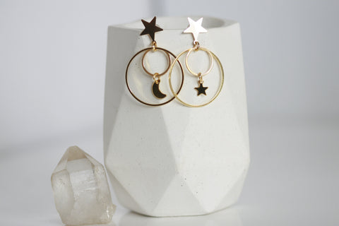 Celestial Moon & Star Studs | Statement