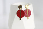 Ruby Red/Black & Gold Statement Studs