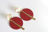 Ruby Red/Black & Gold Statement Studs