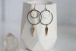 Black Circle & Gold Spike Statement Earrings