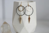 Black Circle & Gold Spike Statement Earrings