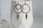 Black Circle & Gold Spike Statement Earrings