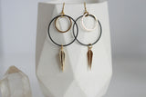 Black Circle & Gold Spike Statement Earrings