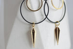 Black Circle & Gold Spike Statement Earrings