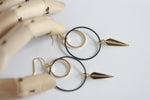 Black Circle & Gold Spike Statement Earrings