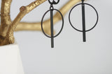 Geometric Black Brass Earrings | Leverback