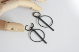 Geometric Black Brass Earrings | Leverback