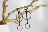 Geometric Black Brass Earrings | Leverback