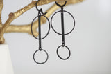 Geometric Black Brass Earrings | Leverback