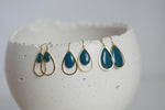 Delicate Enamel Drop Earrings | Blue & Gold