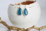 Delicate Enamel Drop Earrings | Blue & Gold