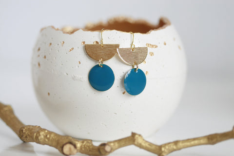 Delicate Gold Moon Earrings | Enamel