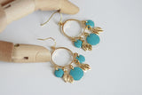 Delicate Turquoise & Gold Leaf Earrings