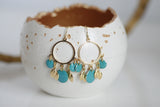 Delicate Turquoise & Gold Leaf Earrings