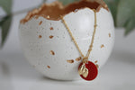 Red Apple & Gold Leaf Necklace | Golden Orchard